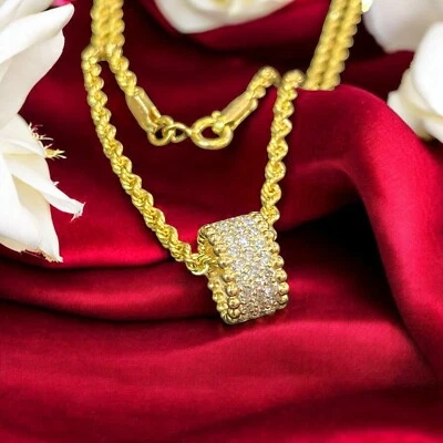 Dazzling 1.01 TCW Round Brilliant Cut Natural Diamonds Tubular Necklace 14K Gold - Image 1 of 4