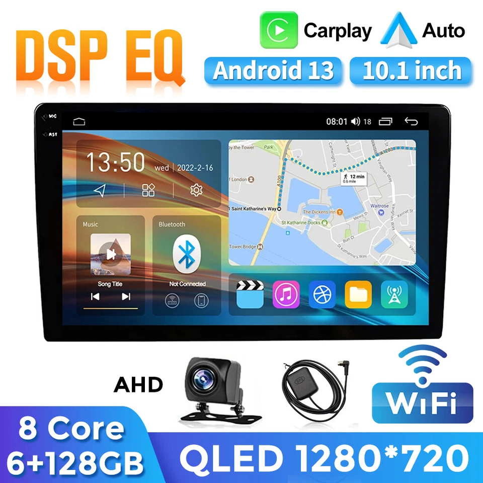 8Core 9"/10.1" Android 13 Car Radio Androidauto Stereo Carplay Player GPS WiFi - Image 1 of 4