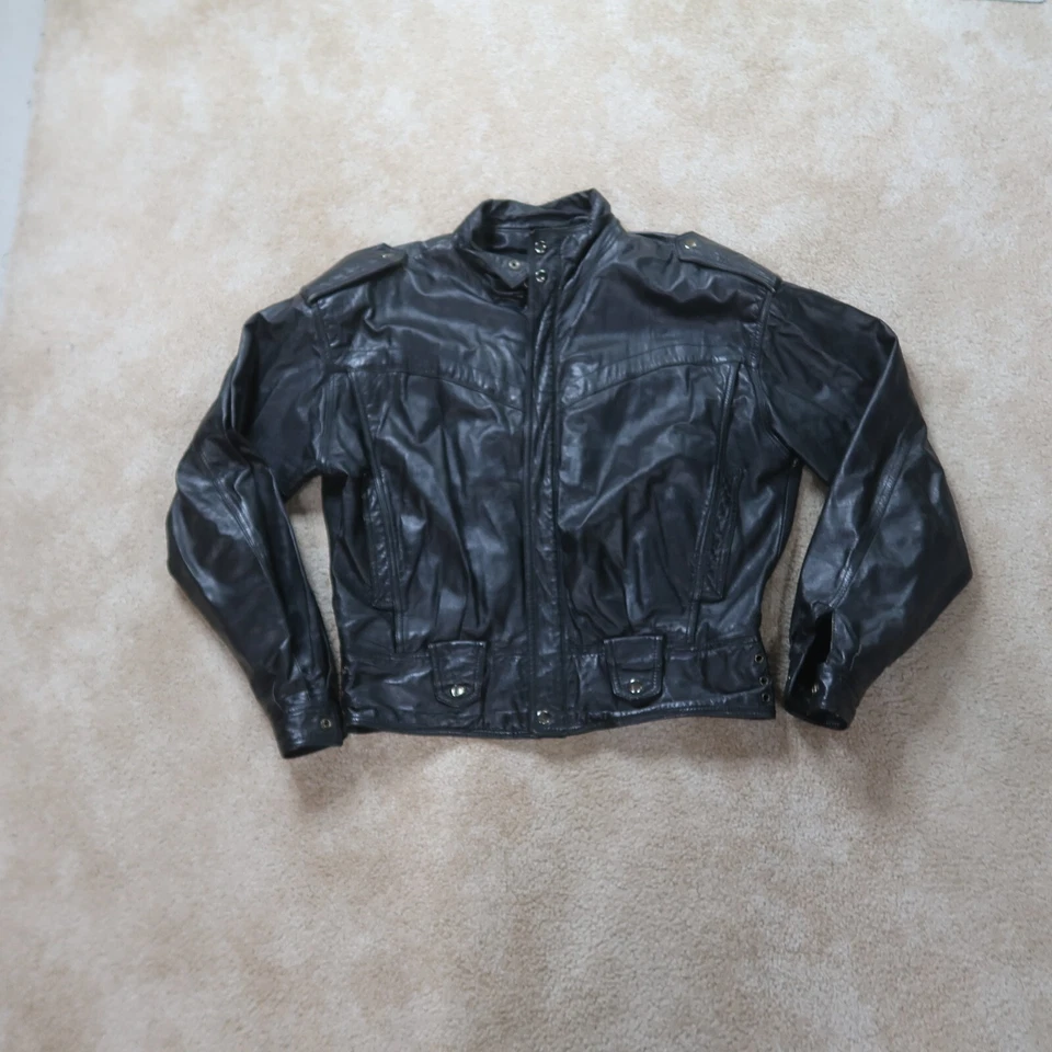 复古 CHIA 皮革外套夹克男式大号全拉链摩托车骑行 — 第 1/4 张图片