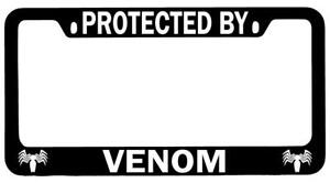 Protected By Venom Black METAL License Plate Frame Auto Marvel