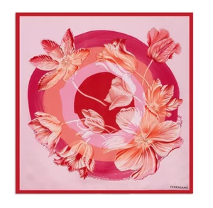 NEW W TAGS Salvatore Ferragamo Tulip-Printed Finished Edge Scarf - Picture 1 of 3