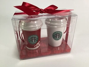 Starbucks Holiday Ornament Set Christmas Red & White Coffee Cups *NIB* - Picture 1 of 2