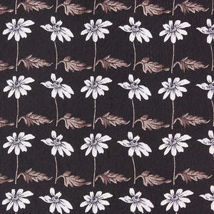 LEONARD STUDIO Floral Daisy Print on Black Sleek Silk Neck Tie - Picture 1 of 4