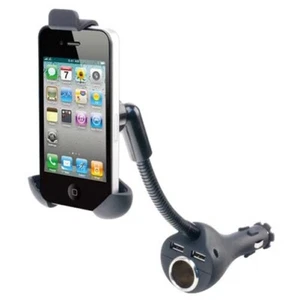 Charger Car Mount Holder DC Socket USB Port Cradle Swivel for Cell Phones - Picture 1 of 8