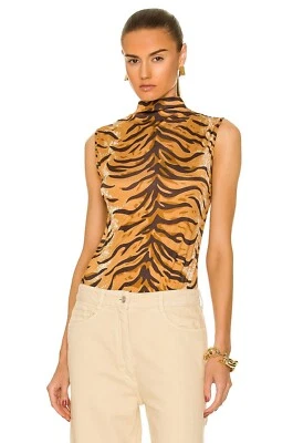 NEW $750 JIL SANDER Animal-print Silk-satin Turtleneck Top  30 0 - Image 1 of 4