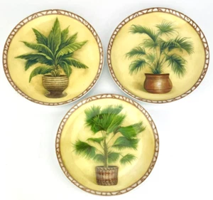 Set of 3 Potted Palm Tree 7-3/4 Inch Decorative Plates for Display - Picture 1 of 10