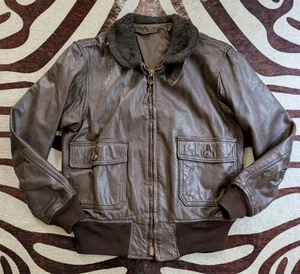 Vintage Rare USN Type G-1 Goat Pilot Flight Bomber Jacket Brown Scovil Zipper EU - Bild 1 von 13