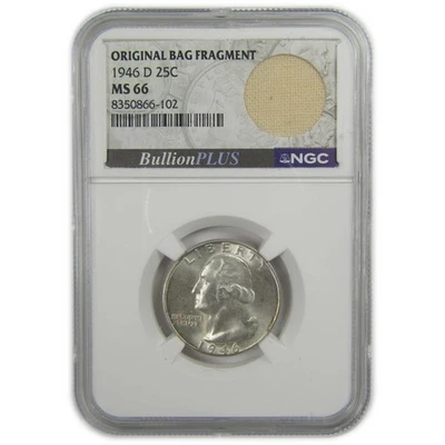 1946 D Washington Quarter MS 66 NGC Silver Bag Fragment SKU:I20513 - Image 1 of 4