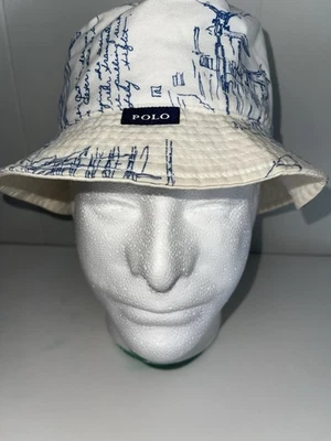Polo Ralph Lauren Blanco Y Azul Sombrero Cubo Náutico Rayas Adulto Mediano Foto 1 de 3