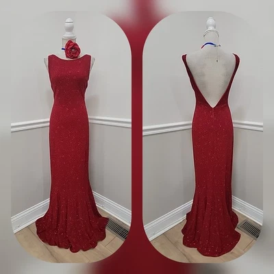 Vestido de Colección Jessica McClintock Millenium 2000 y2k Rojo Baile de graduación Formal Espalda Baja 12 Foto 1 de 4