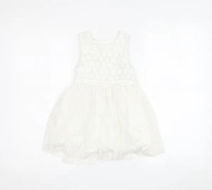 Matalan Girls White Lace A-Line Party Dress 2-3 Years - Picture 1 of 12