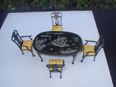 Bespaq黑色中国餐桌+4把娃娃屋微型椅子#3 — 第 1/4 张图片