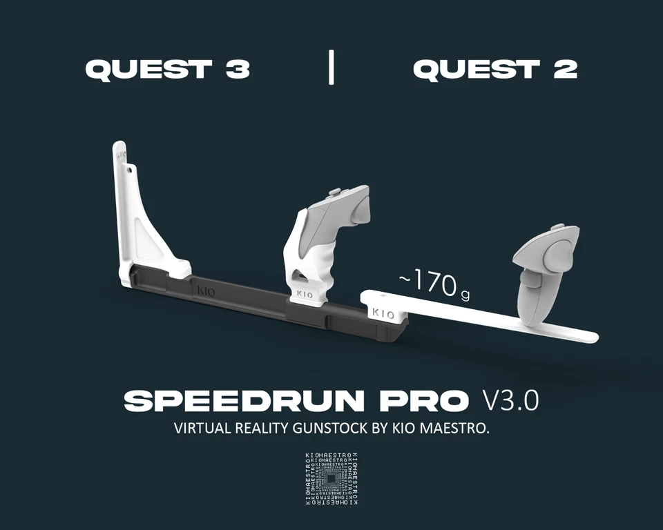 SPEEDRUN PRO V3 VR Gunstock - Meta Oculus Quest 3 / Quest 2 / Quest Pro - Image 1 of 4