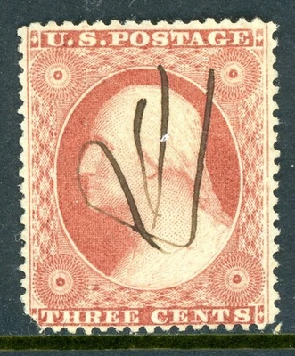 USA 1857 Washington 3¢ Dull Red Scott #26 VFU O639 - Image 1 of 4