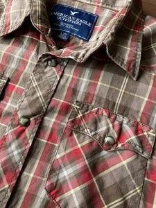 American Eagle Outfitters Hemd Herren Large kariert Western Pearl Snap Vintage Fit - Bild 1 von 9