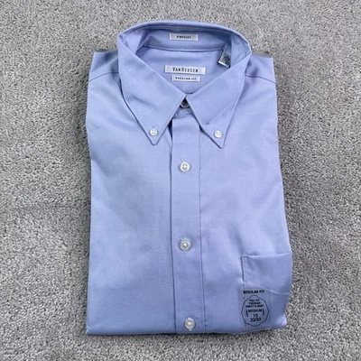 Van Heusen Shirt Mens 15-32 Blue Pinpoint Oxford Button Down Regular Fit NEW NWT - Image 1 of 4