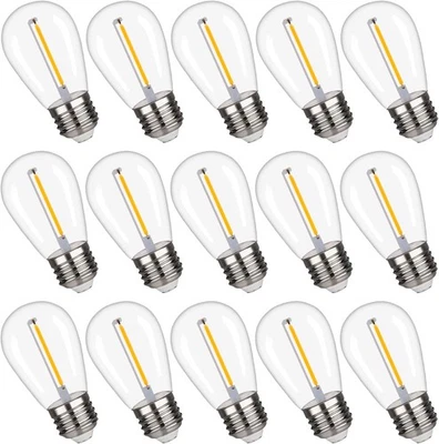 15 Pack S14 Replacement LED Light Bulbs, Shatterproof & Waterproof 1W E26 LED - Image 1 of 4