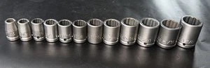 VINTAGE PROTO TOOLS 12pc 1/2” DR IMPACT SAE 12pt SOCKET SET 7/16” - 1-1/8” RUST - Picture 1 of 24