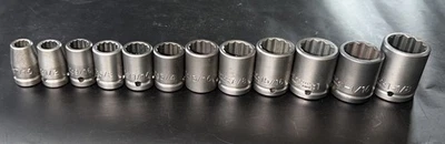 VINTAGE PROTO TOOLS 12pc 1/2” DR IMPACT SAE 12pt SOCKET SET 7/16” - 1-1/8” RUST - Image 1 of 4