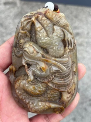 age-old China antique   9 CM Qing dynasty jade dragon pendant - Image 1 of 4