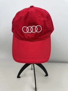 AUDI Logo Baseball Cap Hat Adjustable Strap Back Bright Red One Size - Picture 1 of 7