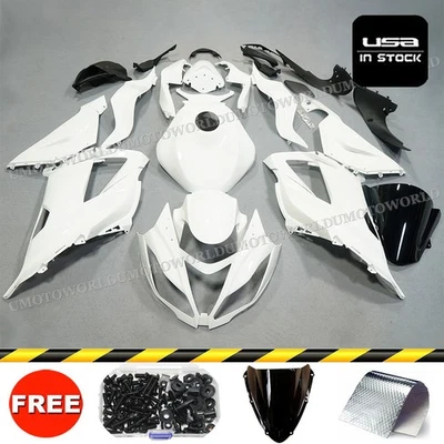 For Kawasaki 2013-2018 Ninja ZX-6R ZX6R ZX636 White Fairing Kit Bodywork + Bolts Foto 1 de 4