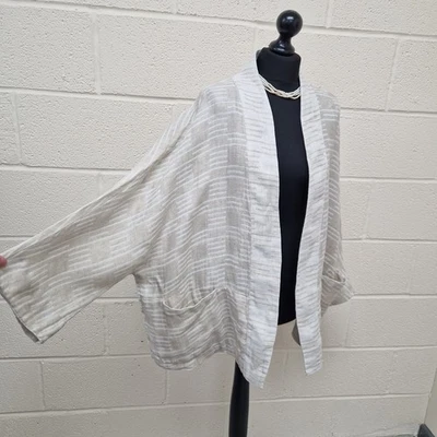 Sahara Linen Jacket Size M/ L Oversized Draped Kimono Arty Lagenlook Pockets  - Image 1 of 4
