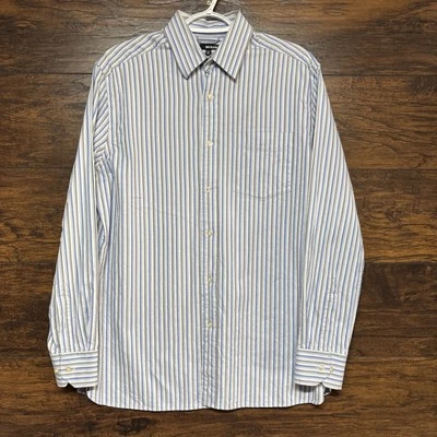 Camisa social listrada masculina Murano - Manga longa com botões, bolso - Tamanho médio - Imagem 1 de 4