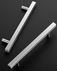 25 Stück 6 3/8" Gebürstetes Nickel Quadratisch Küche Schrank Griffe mit 4" Mitte (C17) - Bild 1 von 4