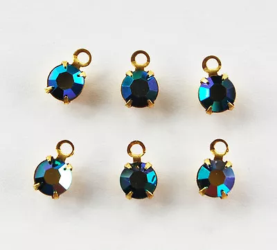 6 CUENTAS COLGANTES PEQUEÑAS DE DIAMANTES DE IMITACIÓN DE CRISTAL DE SWAROVSKI • 29ss • VERDE AB Foto 1 de 2