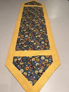 Vintage Handmade Double Sided Quilt Table Runner 16x63 #356