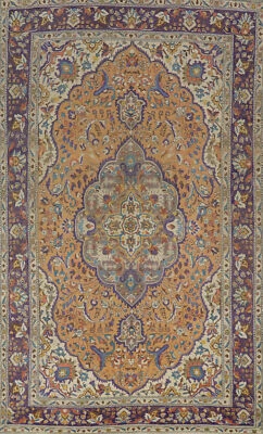 Orange/ Purple Over-Dyed Traditional Vintage Handmade Floral Area Rug 6x11 - Image 1 of 4