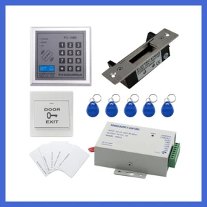Access Control System w/Blot Electronic Lock+Power Supply+Exit Button+10 EM Card - Picture 1 of 14