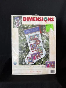 Dimensions Vtg 2001 Counted Cross Stitch Kit 8668 Snowmen Snapshots Stocking 16" - Picture 1 of 7