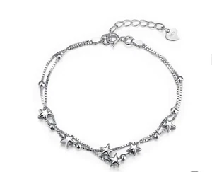 Stars Double Chain Sterling Bracelet - Picture 1 of 4