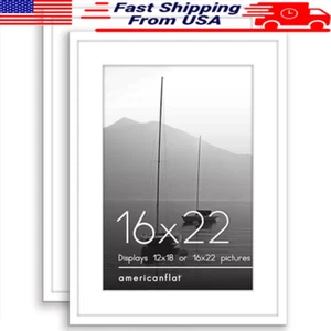 Set of 2 Picture Frames 16x22/12x18 Wall Mount Polished Plexiglass Display New - Picture 1 of 7