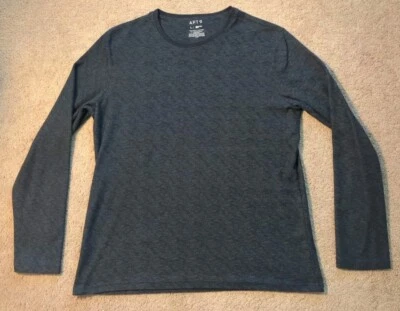 Camisa Grande Apt 9 Seriously Suave Manga Larga Lujo Waffle Dormir Crew Negra/Gris Foto 1 de 4