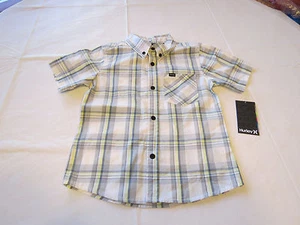 Boy's kids youth Hurley 6 881056 782 Sail white plaid button up shirt boys NWT - Picture 1 of 3