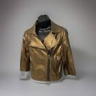 Womens Motorcycle Jacket Daytrip Faux Leather Medium Gold Tone