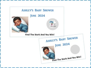 10 Baby Shower Scratch Off tickets game African American BOY Cute - Picture 1 of 2