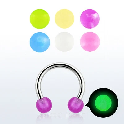 ПАРА 16G 14G стальной подковы круглый зарево в темноте мяч уха лабрет перегородки - Изображение 1 из 2
