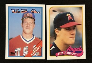 Jim Abbott Topps Traded Rookie Baseball Cards 1988 Team USA #1T - 1989 #2t