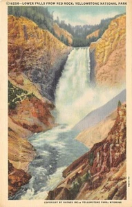 Postal POR QUÉ: Lower Rock Falls, Yellowstone NP, Wyoming, lino vintage, sin publicar - Imagen 1 de 2