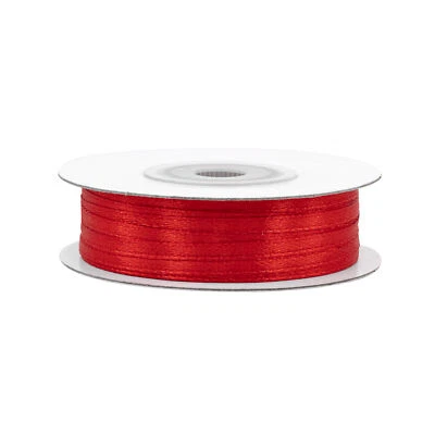 3mm Satinband 50m Schleifenband Geschenkband Dekoband Schmales Stoffband Uni Rot - Bild 1 von 4