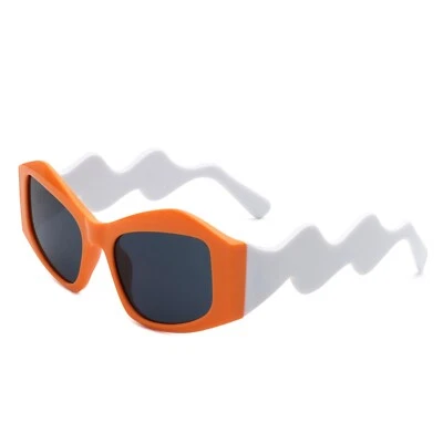 Oversized Square Unisex Sunglasses - Irregular Wavy Temple Design Sun Glasses - Image 1 of 4