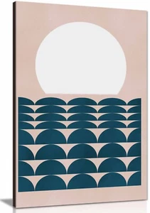 Impresión geométrica de paisajes marinos, cuadros de arte de pared enmarcados para decoración del hogar  - Imagen 1 de 10