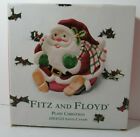 Fitz And Floyd Plaid Christmas Santa Canape Cookie Tray Dish Plate