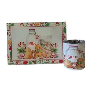 Maßgeschneidert 8X11 Platte/Stechen mit 10oz SS Becher ~ Kekse & Milch ~ Weihnachten ~ Geschenk - Bild 1 von 1