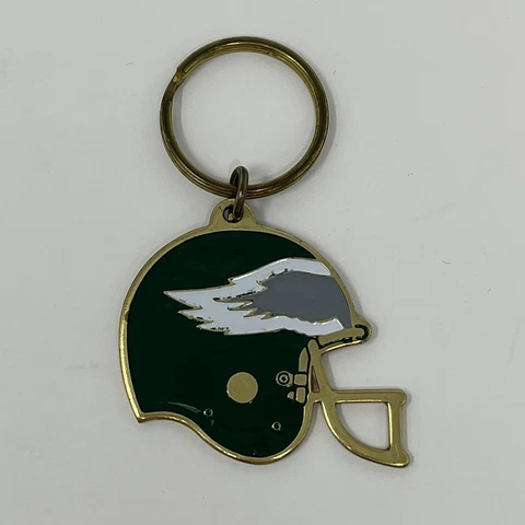 Official NFL Philadelphia Eagles Helmet Brass Keychain Vintage Russ Brand Cover