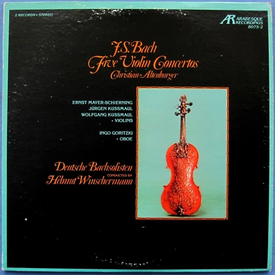 BACH Five Violin Concertos ALTENBURGER WINSCHERMANN 2-LPs Arabesque 8075-2 NM - Image 1 of 4